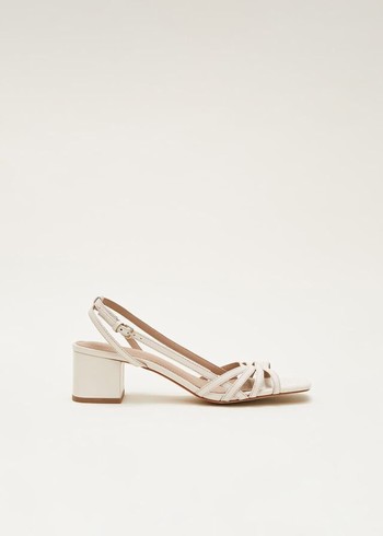 Phase Eight Leather Slingback Block Heels Cream Australia | EQ4183627